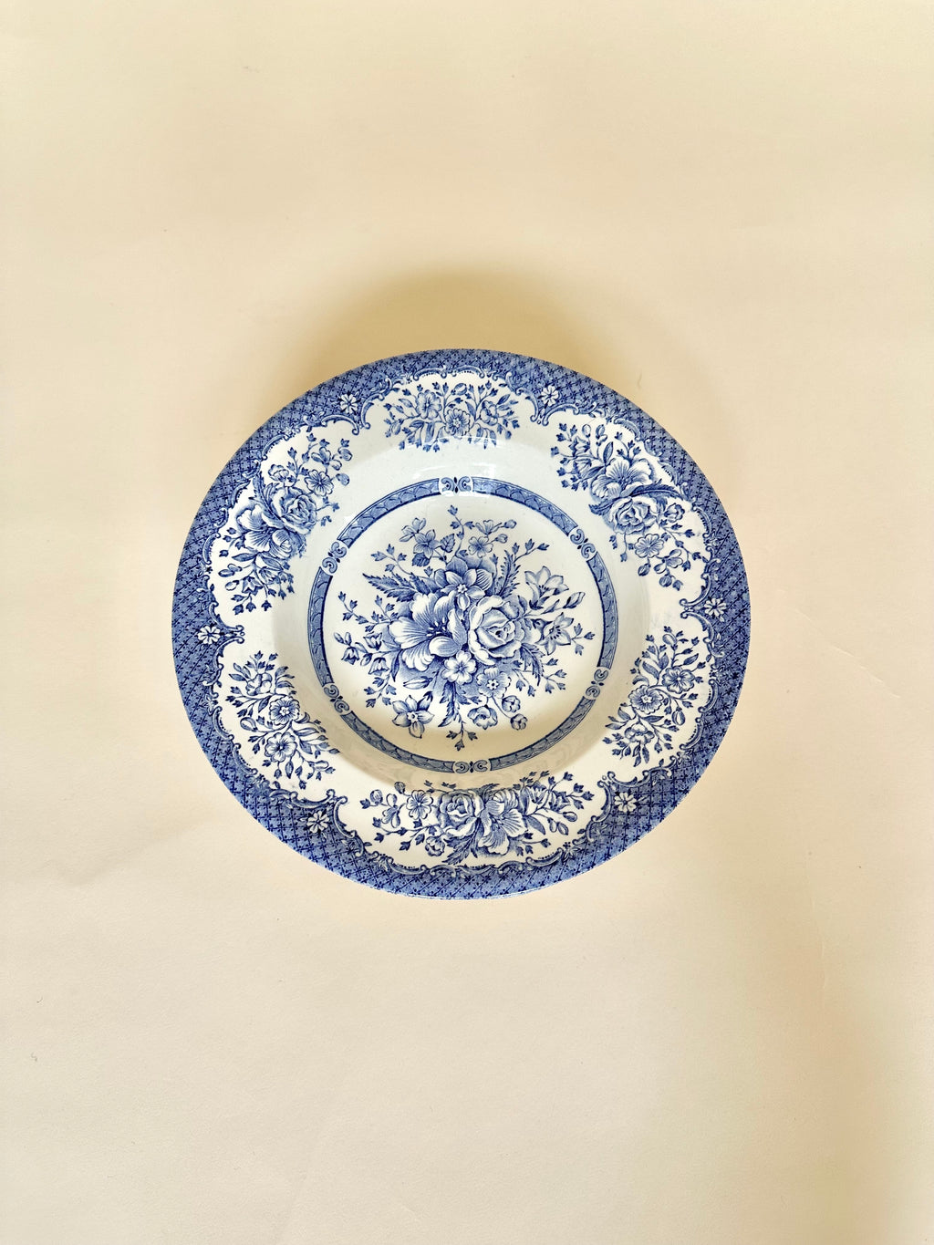 Set de six assiettes creuses anglaises, en céramique ironstone, motifs fleurs