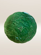 Set de 5 assiettes à dessert barbotine verte, modèle feuille de vigne Gien