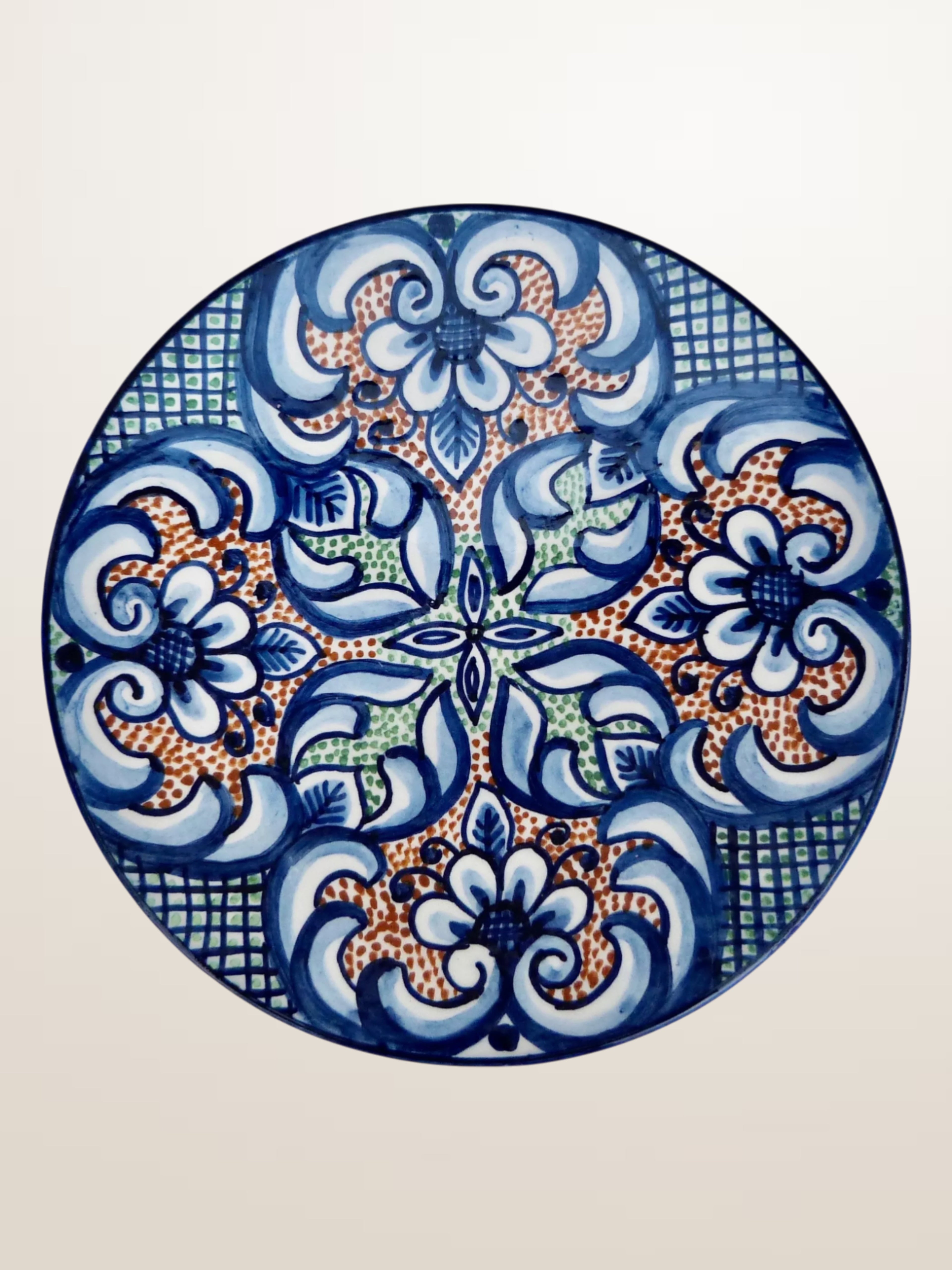 Set de trois plats en céramique peinte espagnole - ⌀ 23, 26 et 32 cm