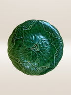 Set de 5 assiettes à dessert barbotine verte, modèle feuille de vigne Gien