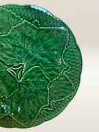 Set de 5 assiettes à dessert barbotine verte, modèle feuille de vigne Gien