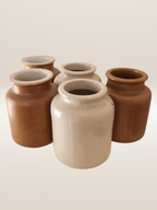 Ensemble de cinq pots en grès vernissé