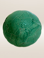 Set de 6 assiettes à dessert barbotine verte, modèle feuille de vigne Gien