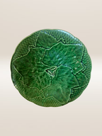 Set de 5 assiettes à dessert barbotine verte, modèle feuille de vigne Gien