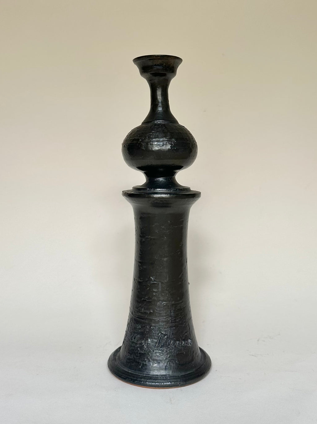 Bougeoir en céramique noire Jean Marais