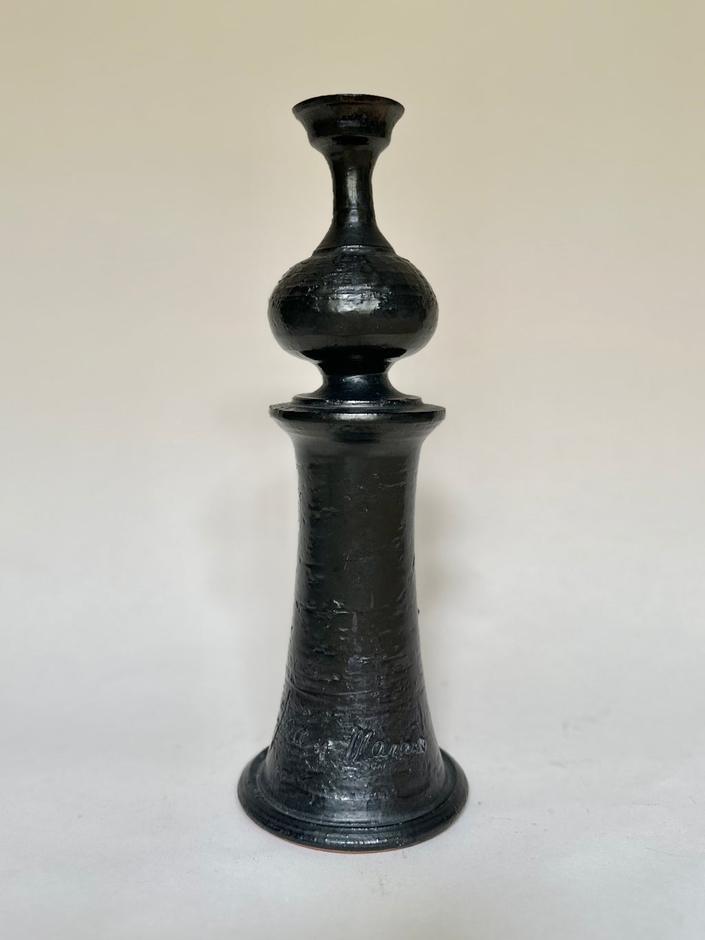 Bougeoir en céramique noire Jean Marais