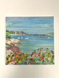 Huile sur toile paysage de port fleuri