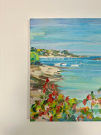 Huile sur toile paysage de port fleuri