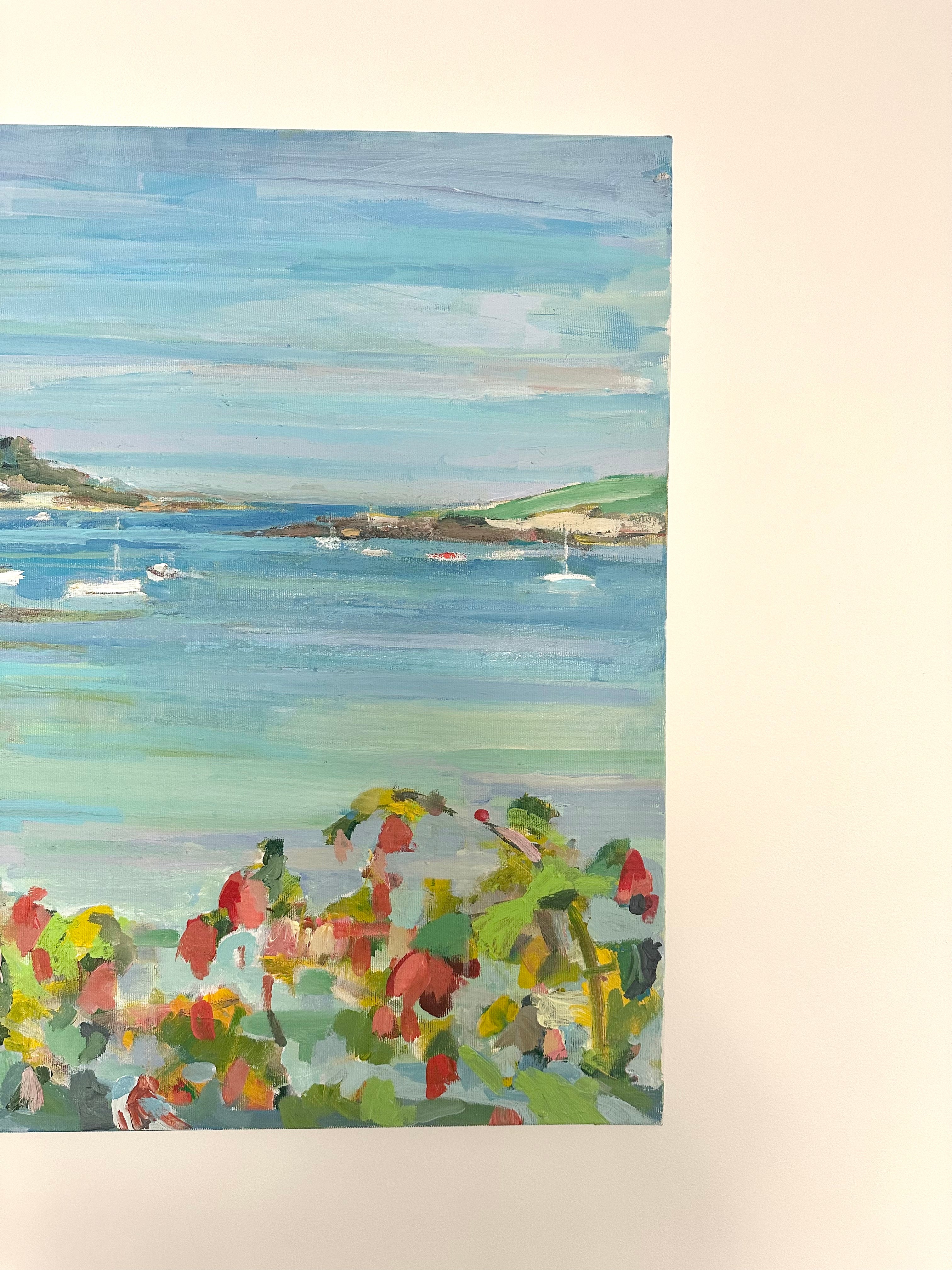 Huile sur toile paysage de port fleuri