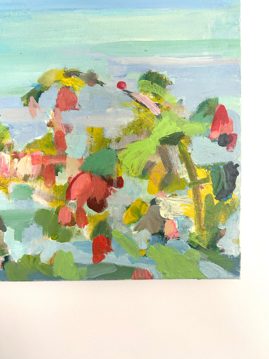 Huile sur toile paysage de port fleuri