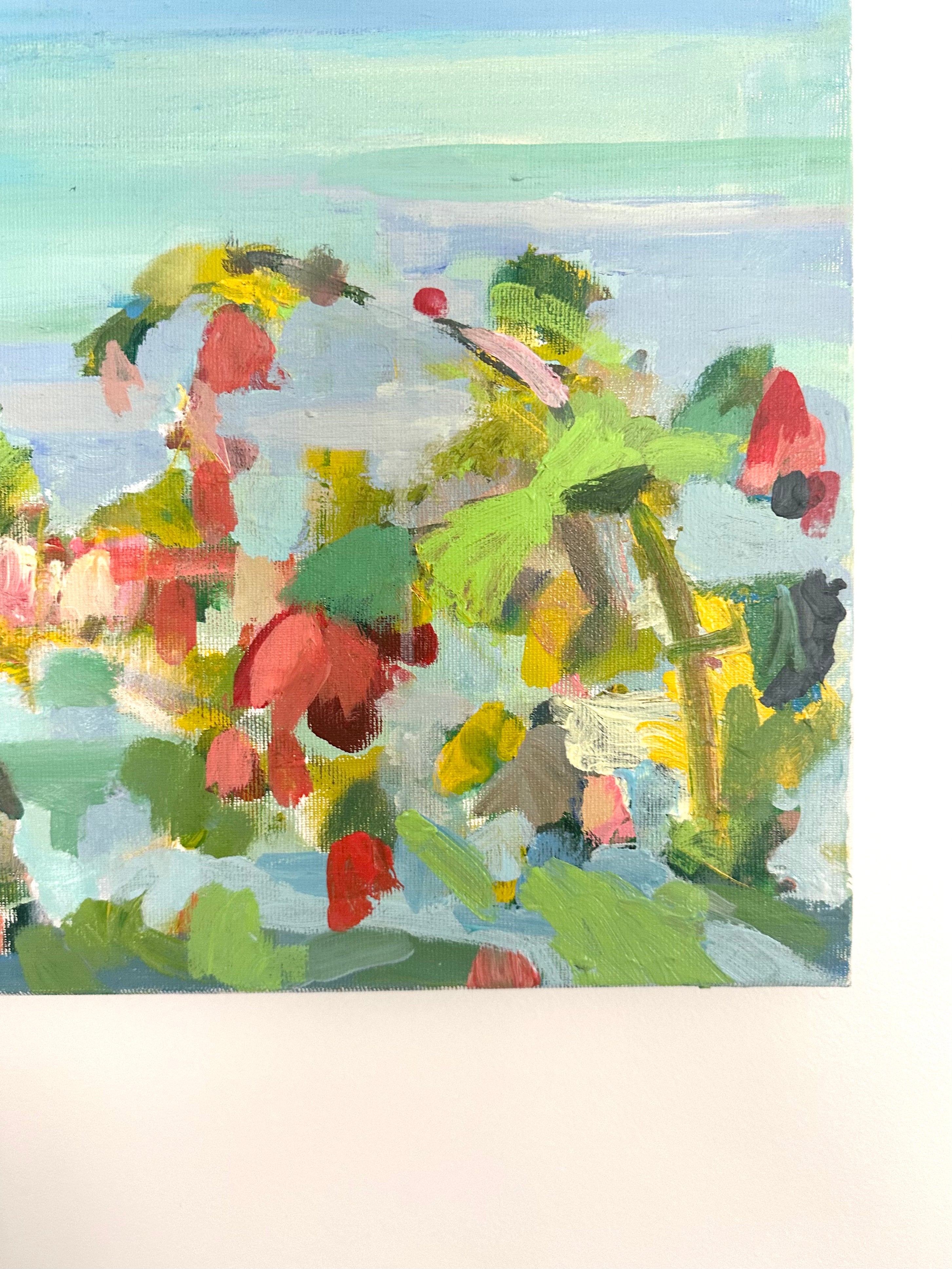 Huile sur toile paysage de port fleuri