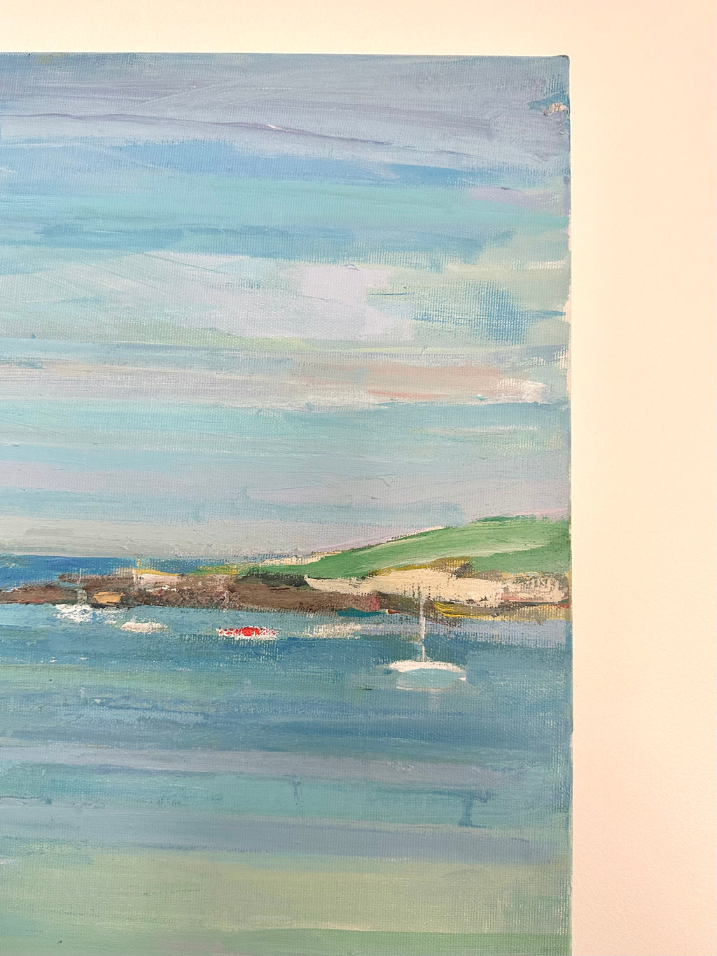 Huile sur toile paysage de port fleuri