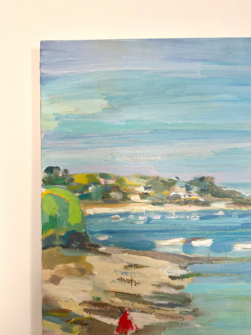 Huile sur toile paysage de port fleuri