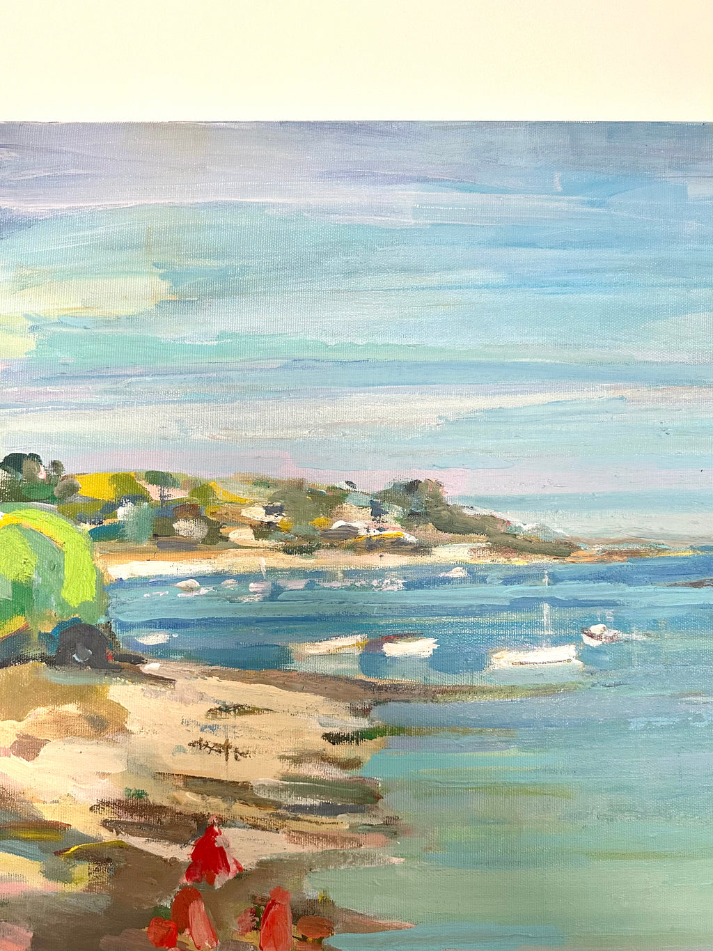 Huile sur toile paysage de port fleuri