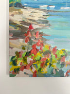 Huile sur toile paysage de port fleuri