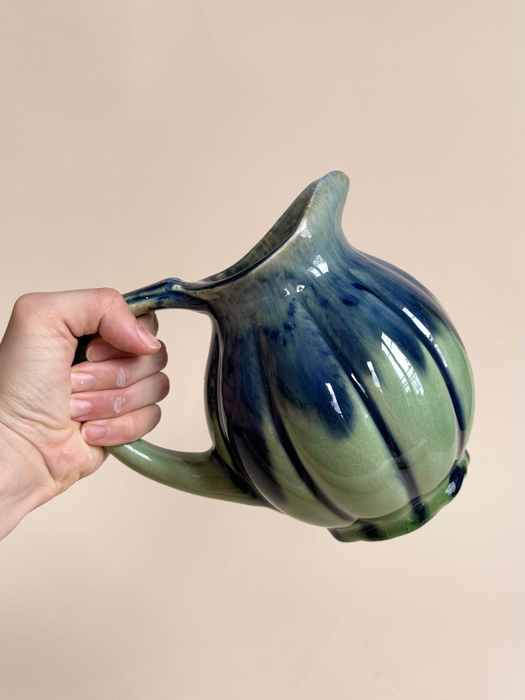 Pichet citrouille en grès émaillé