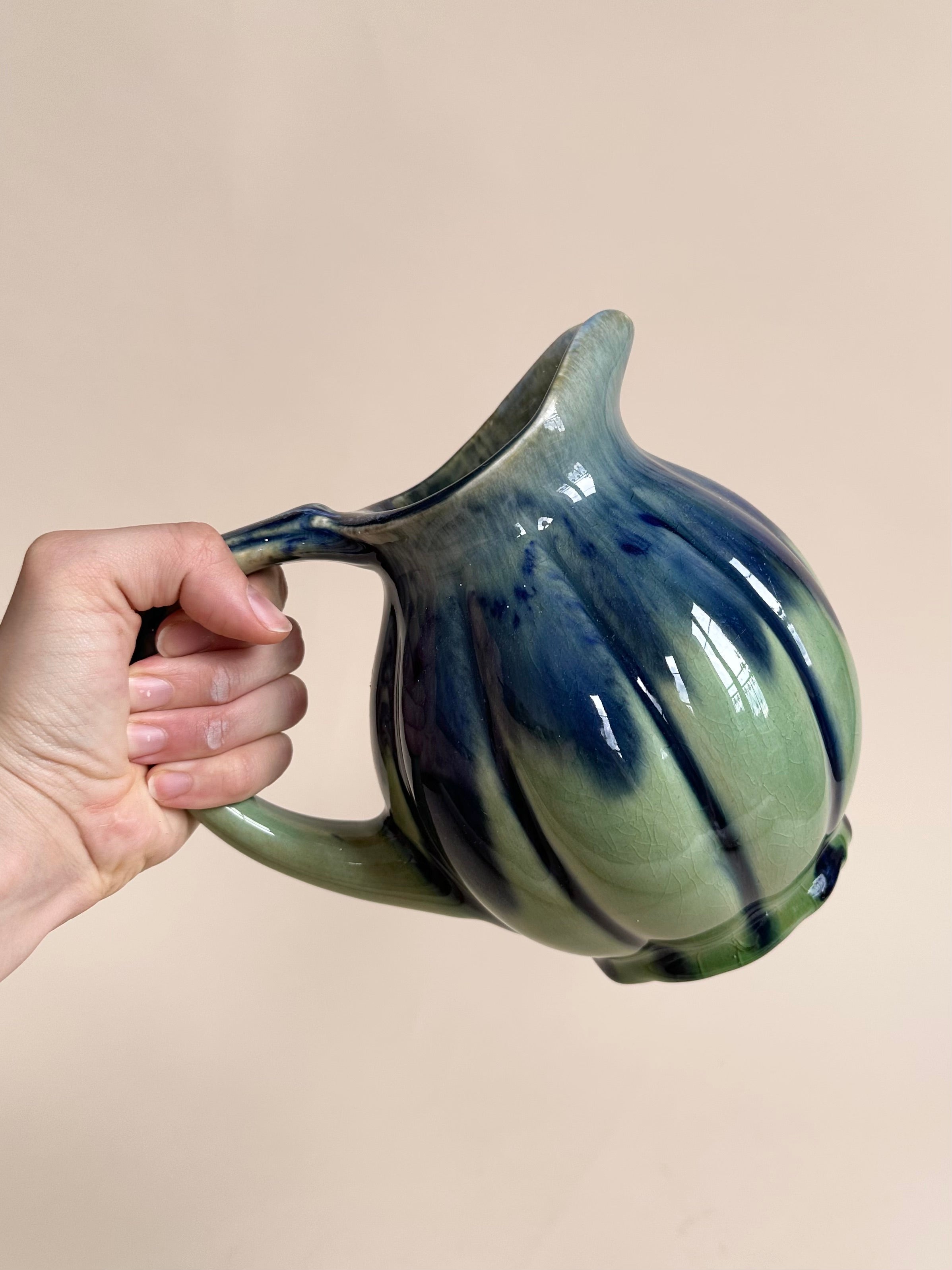 Pichet citrouille en grès émaillé