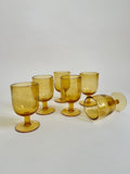 Set de six verres à pied en verre bullé jaune