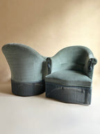 Fauteuils crapauds en velours bleu