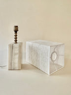 Lampe en onyx et laiton avec abat-jour carré