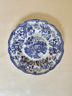 Set de cinq assiettes creuses anglaises, en céramique ironstone, scène romantique