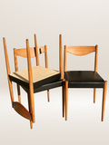 Set de 6 chaises modernistes avec assises en skaï noir