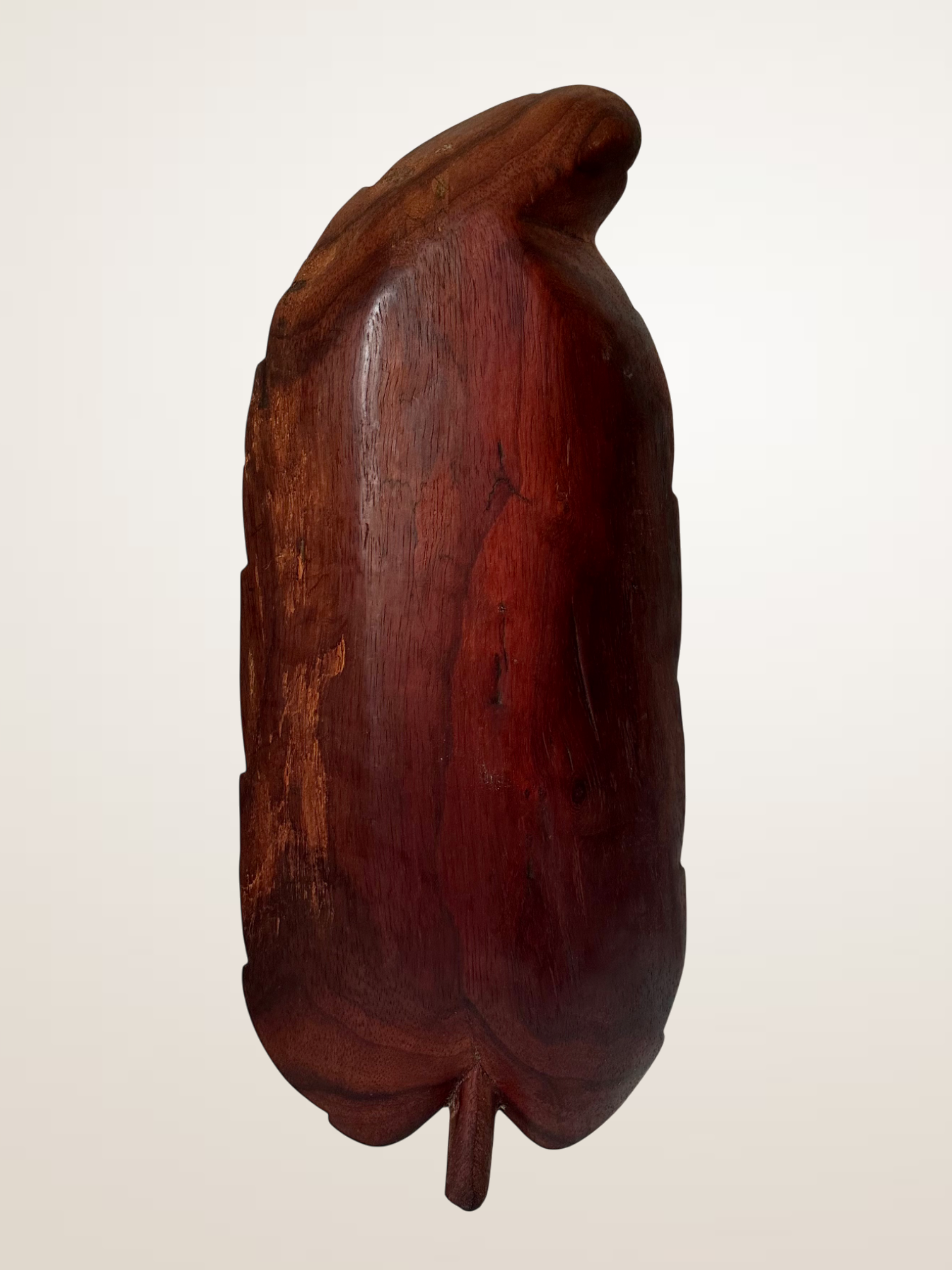 Grand vide-poche décoratif en bois sculpté en forme de feuille