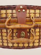 Panier de pique-nique en osier, intérieur en vichy bleu