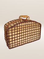 Panier de pique-nique en osier, intérieur en vichy bleu