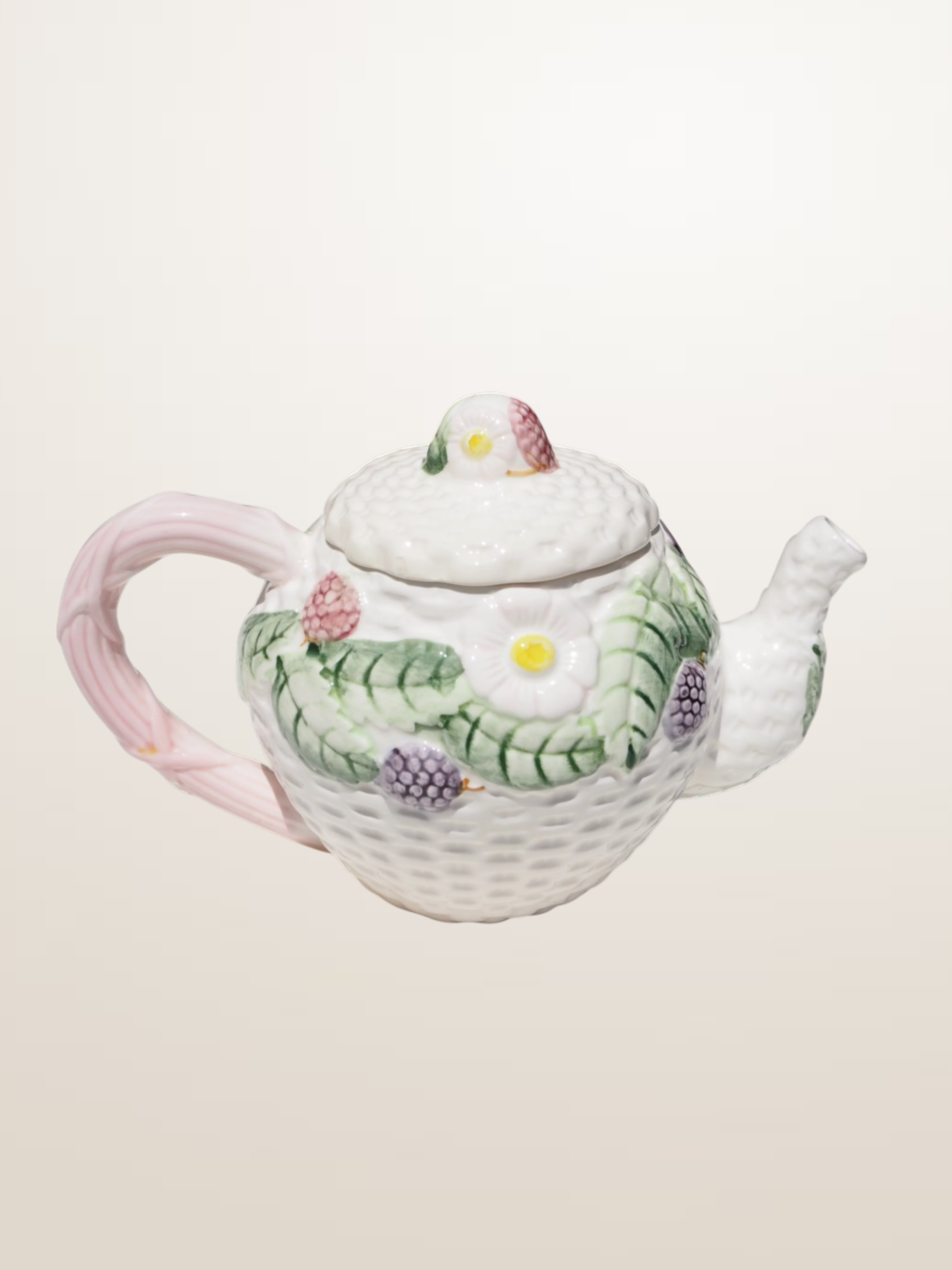 Théière en céramique émaillée style barbotine