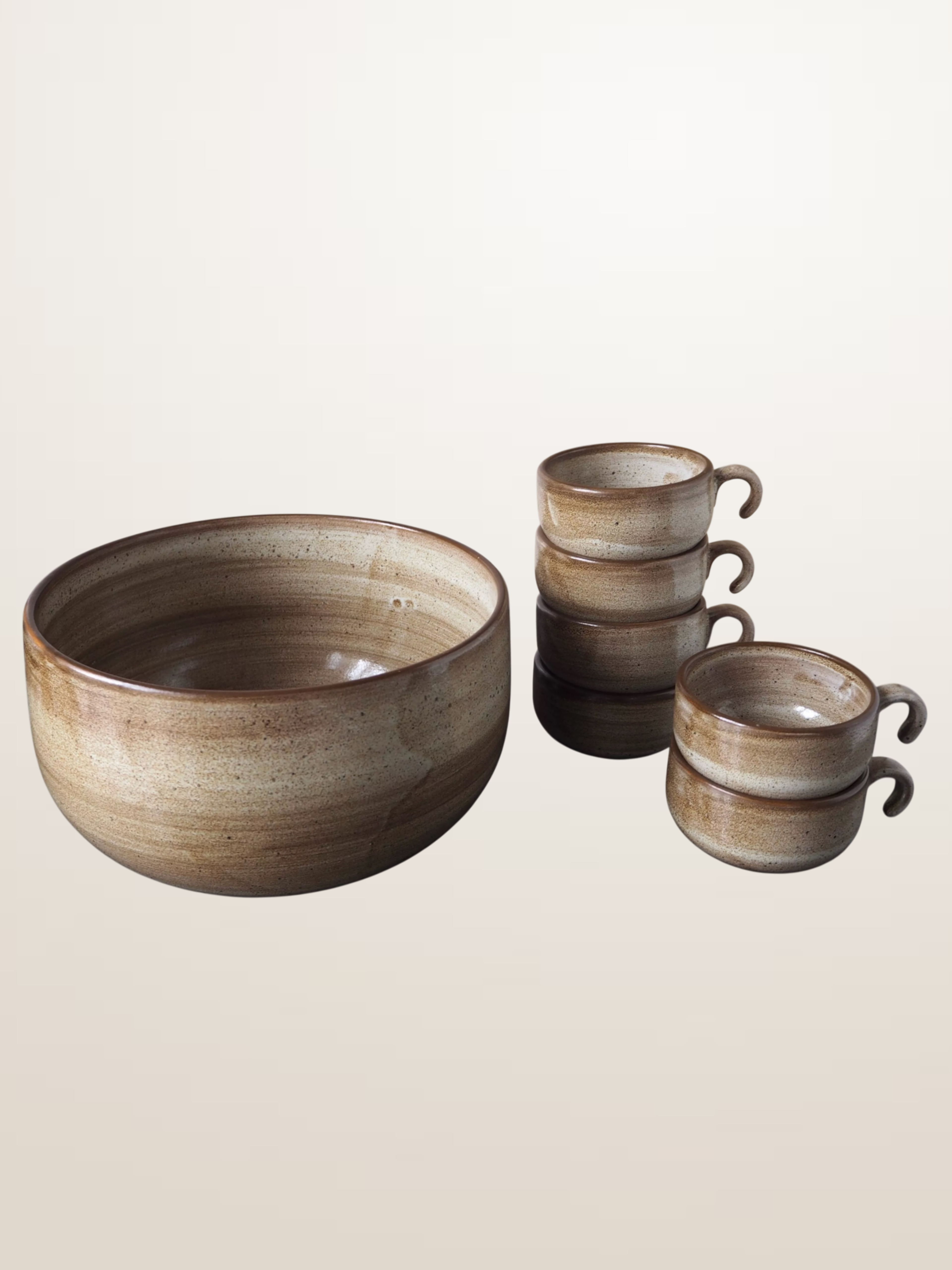 Grand saladier et 6 tasses faïencerie Niderviller