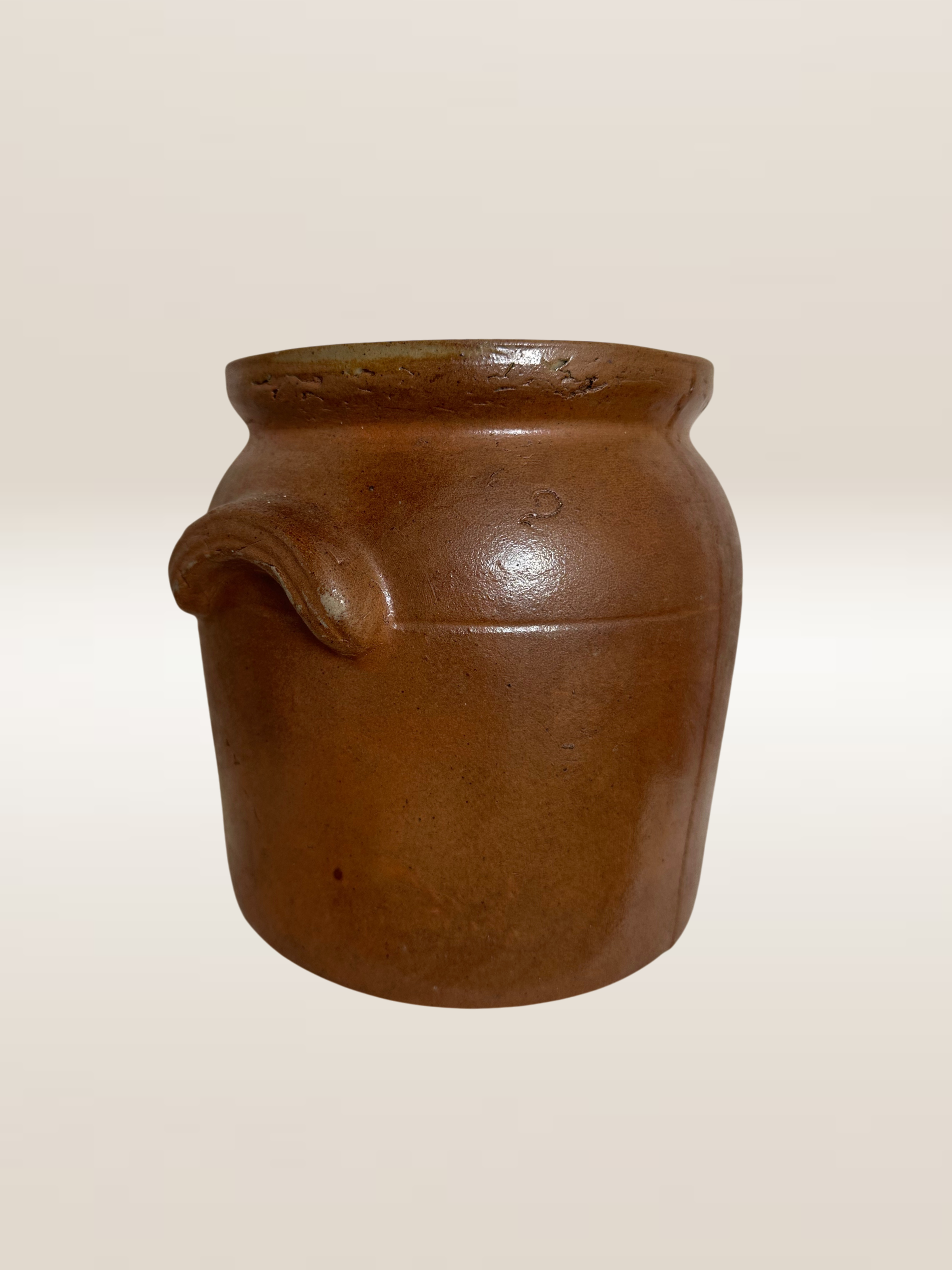 Ancien pot en grès vernissé brun