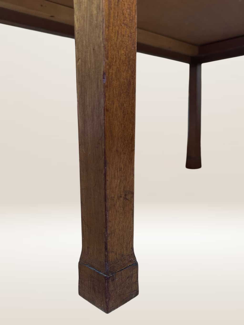 Table basse ottoman en bois et tissu vichy