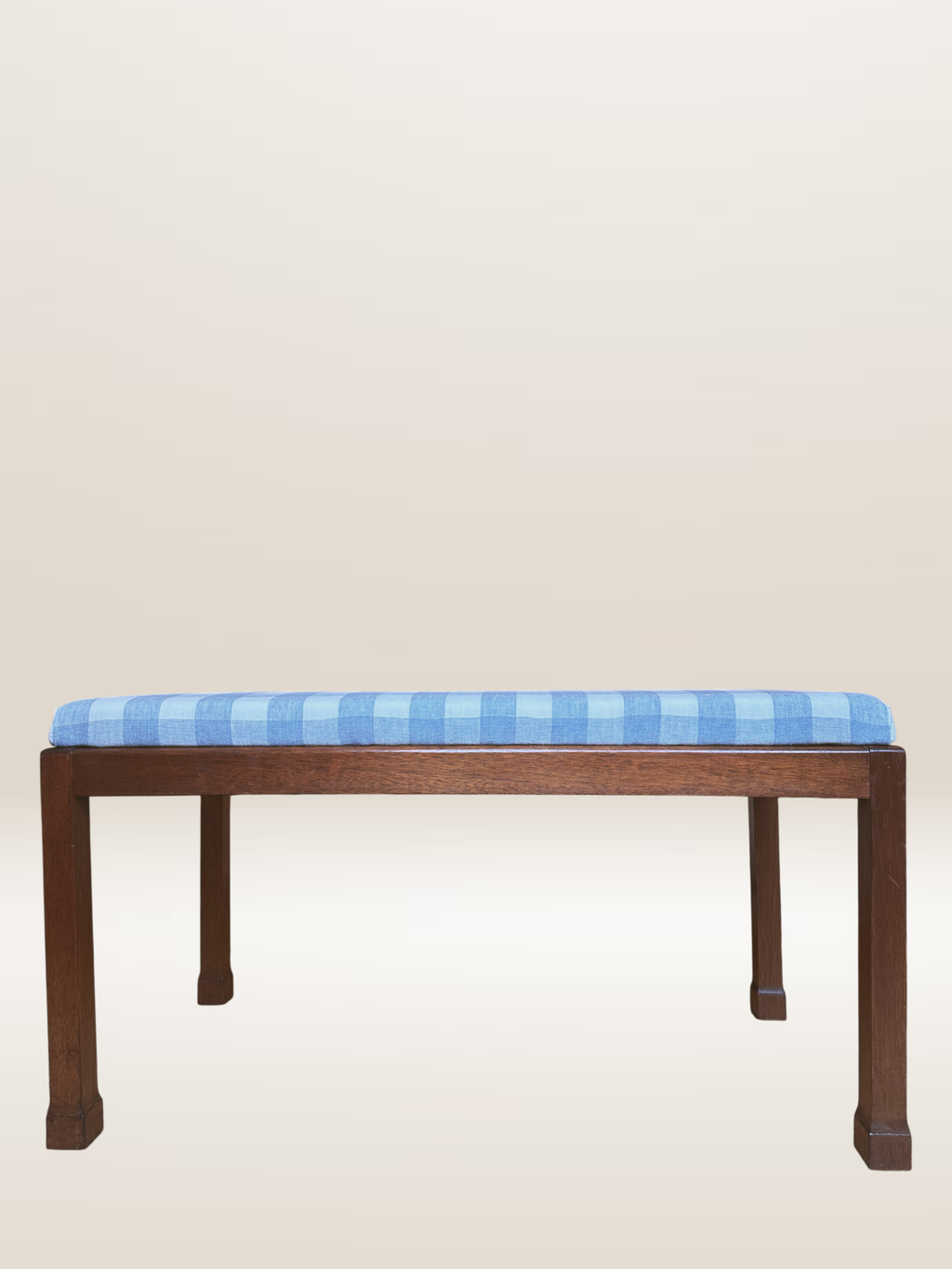 Table basse ottoman en bois et tissu vichy