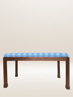 Table basse ottoman en bois et tissu vichy