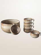 Grand saladier et 6 tasses faïencerie Niderviller