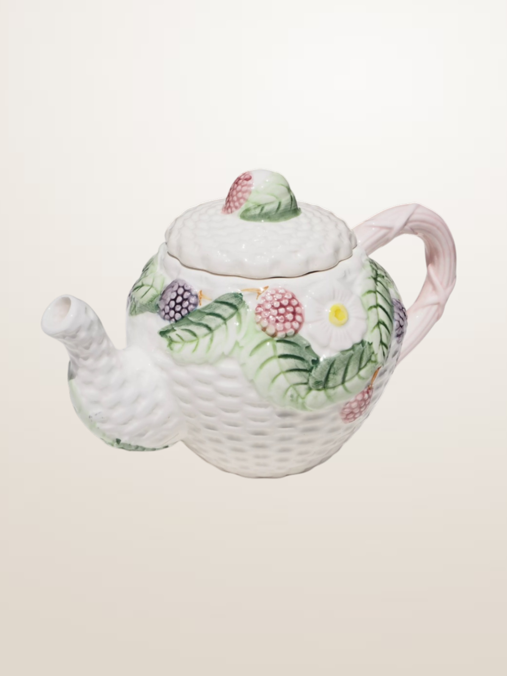 Théière en céramique émaillée style barbotine