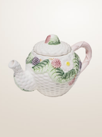 Théière en céramique émaillée style barbotine