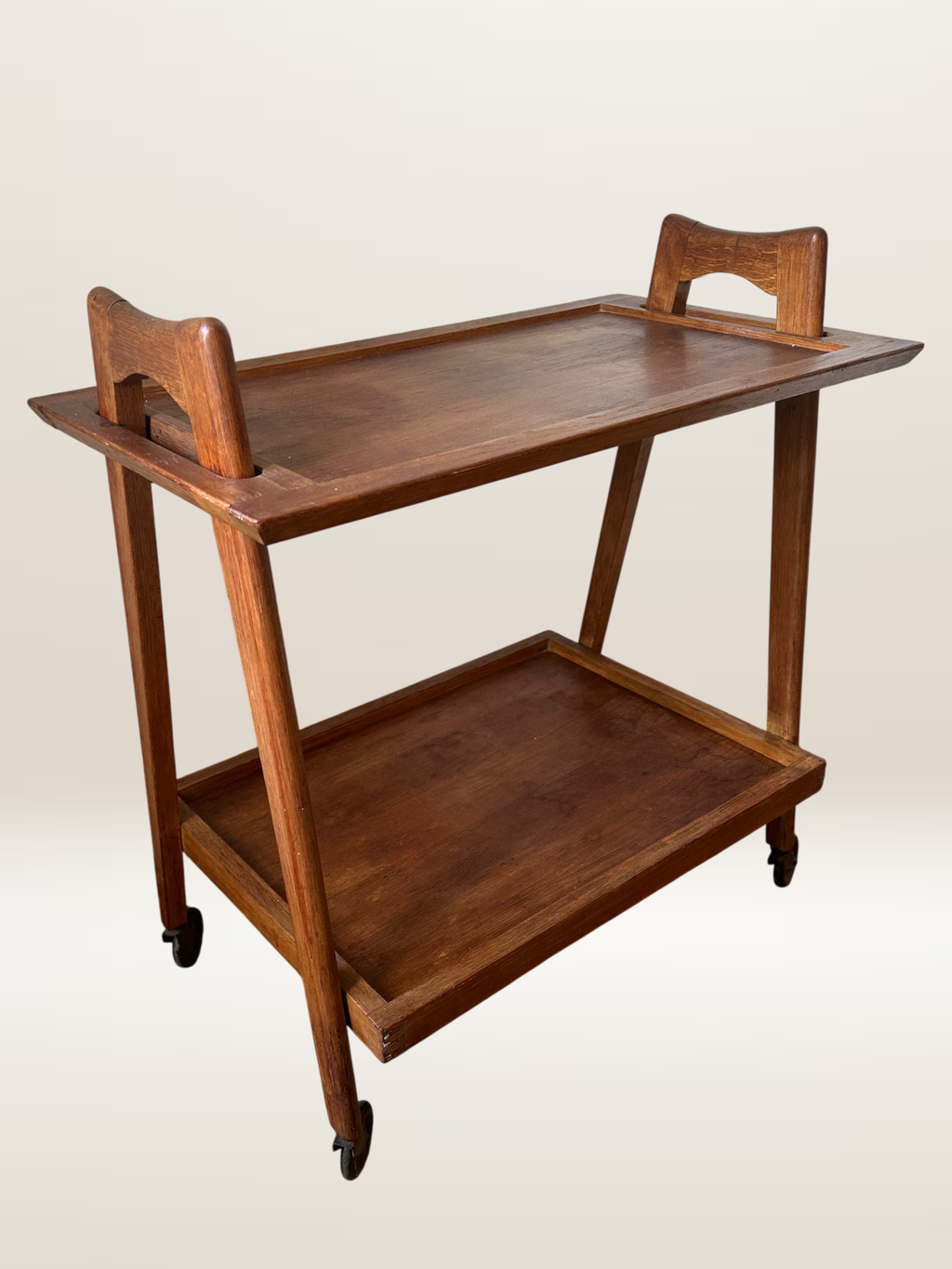 Desserte roulante scandinave en teck
