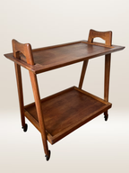 Desserte roulante scandinave en teck