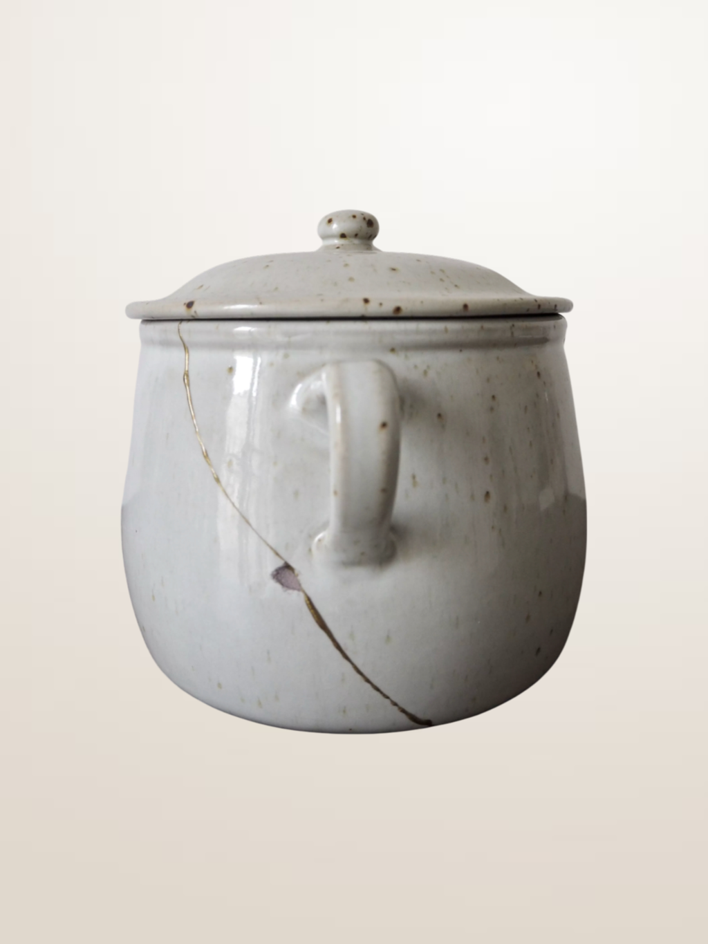 Pot couvert en grès émaillé moucheté, Grès du Marais