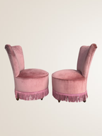 Paire de chauffeuses crapauds en velours rose
