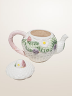 Théière en céramique émaillée style barbotine