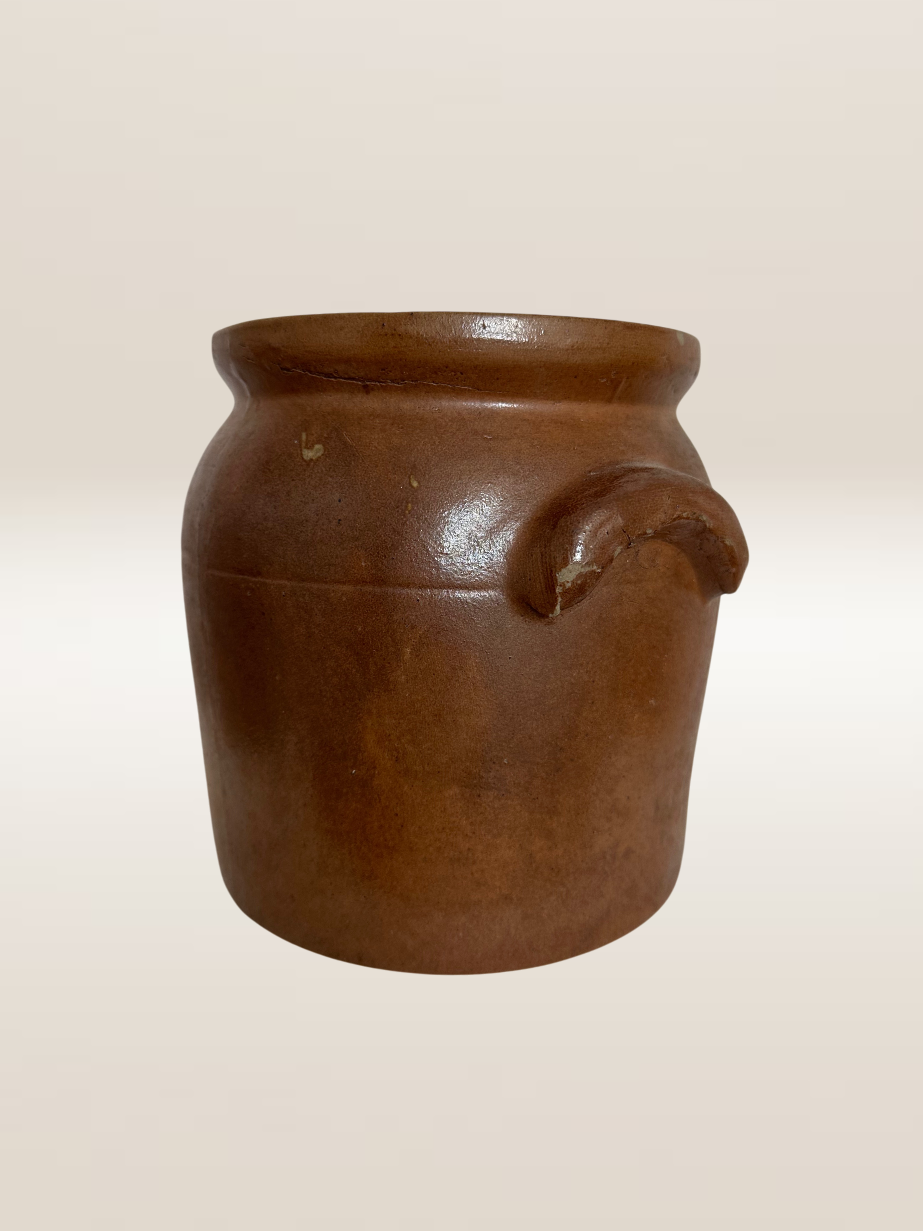Ancien pot en grès vernissé brun