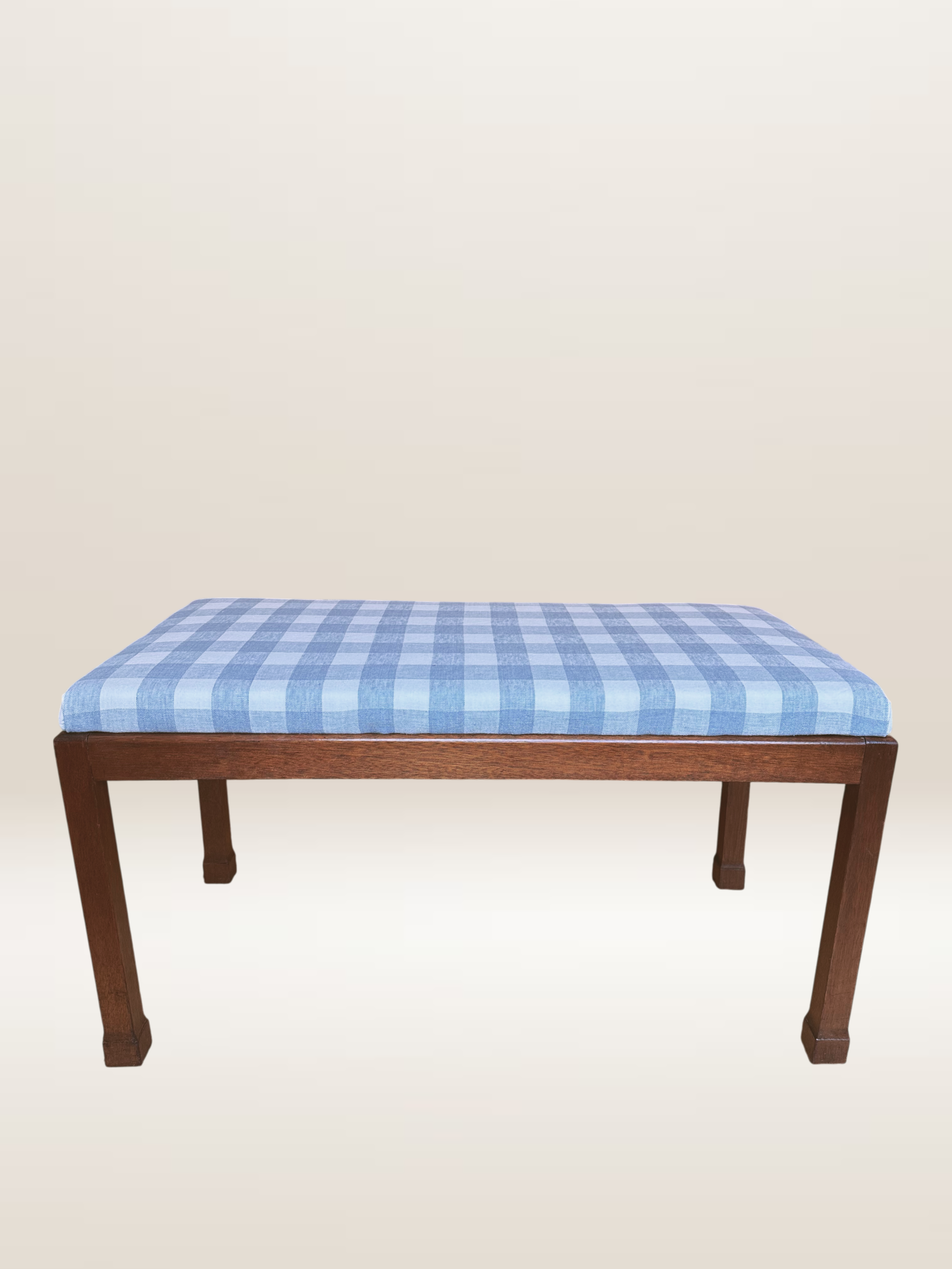 Table basse ottoman en bois et tissu vichy