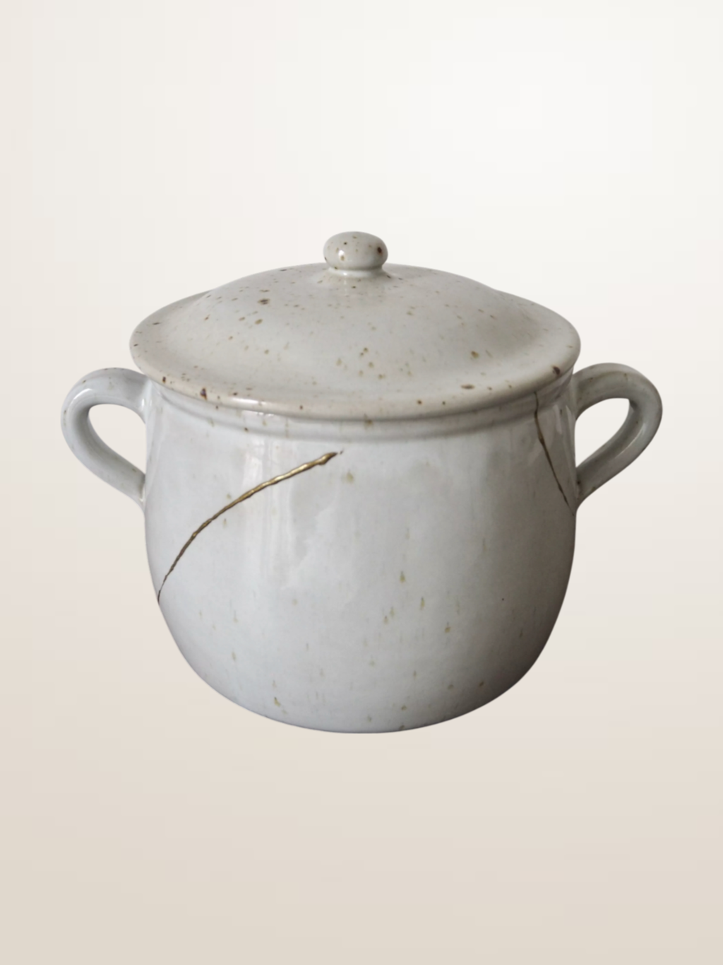 Pot couvert en grès émaillé moucheté, Grès du Marais