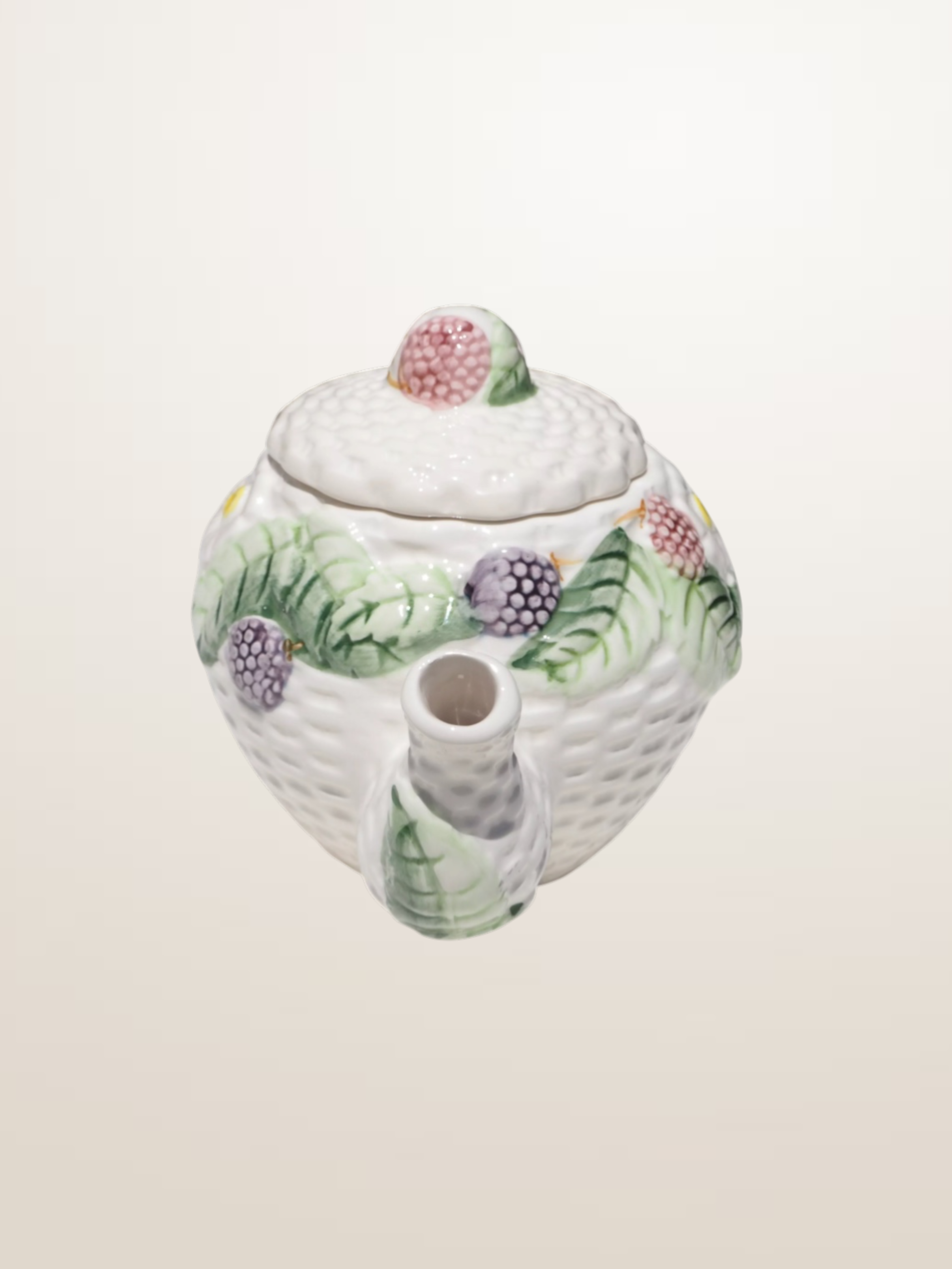 Théière en céramique émaillée style barbotine