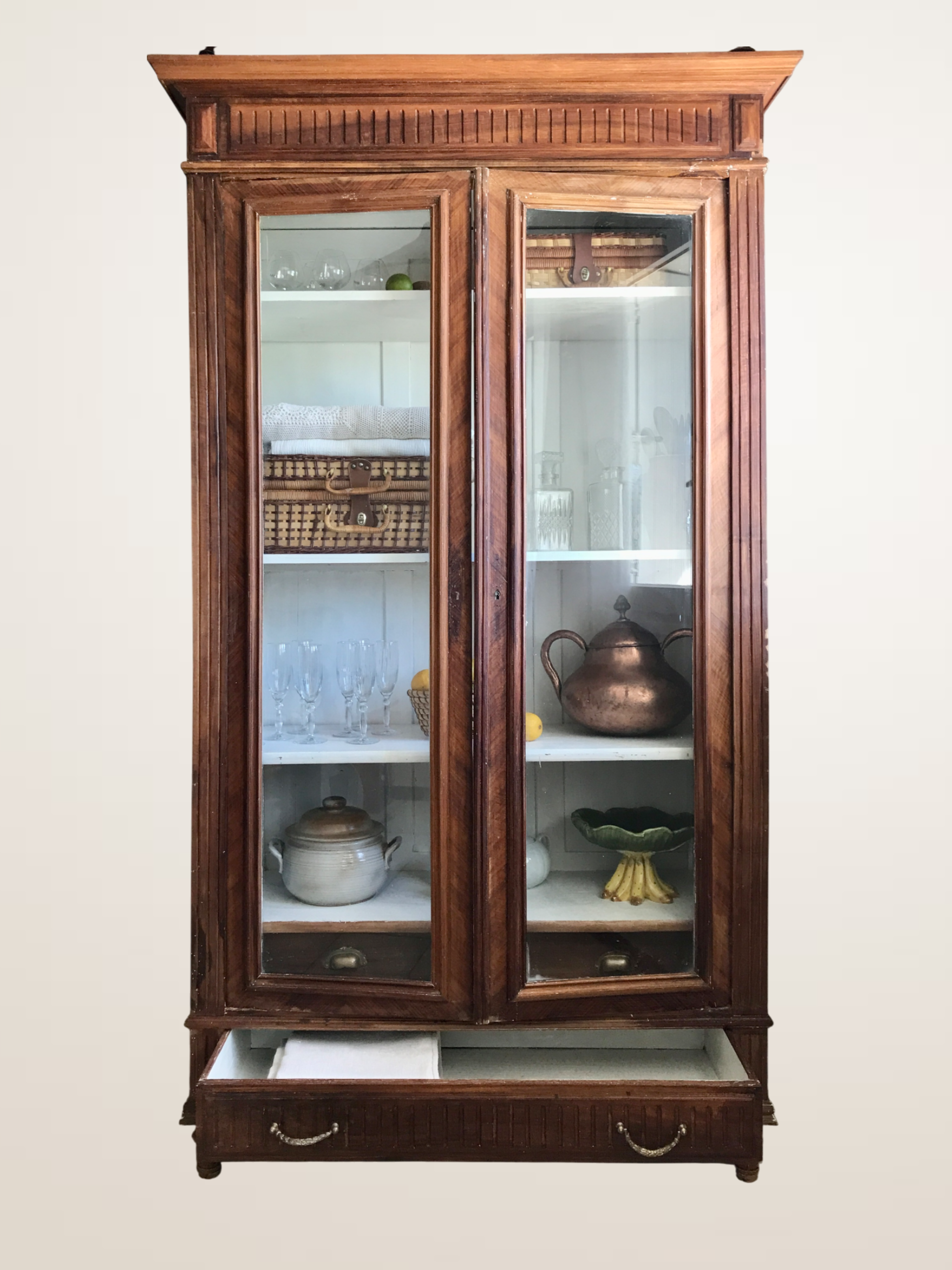 Vitrine ancienne en bois massif