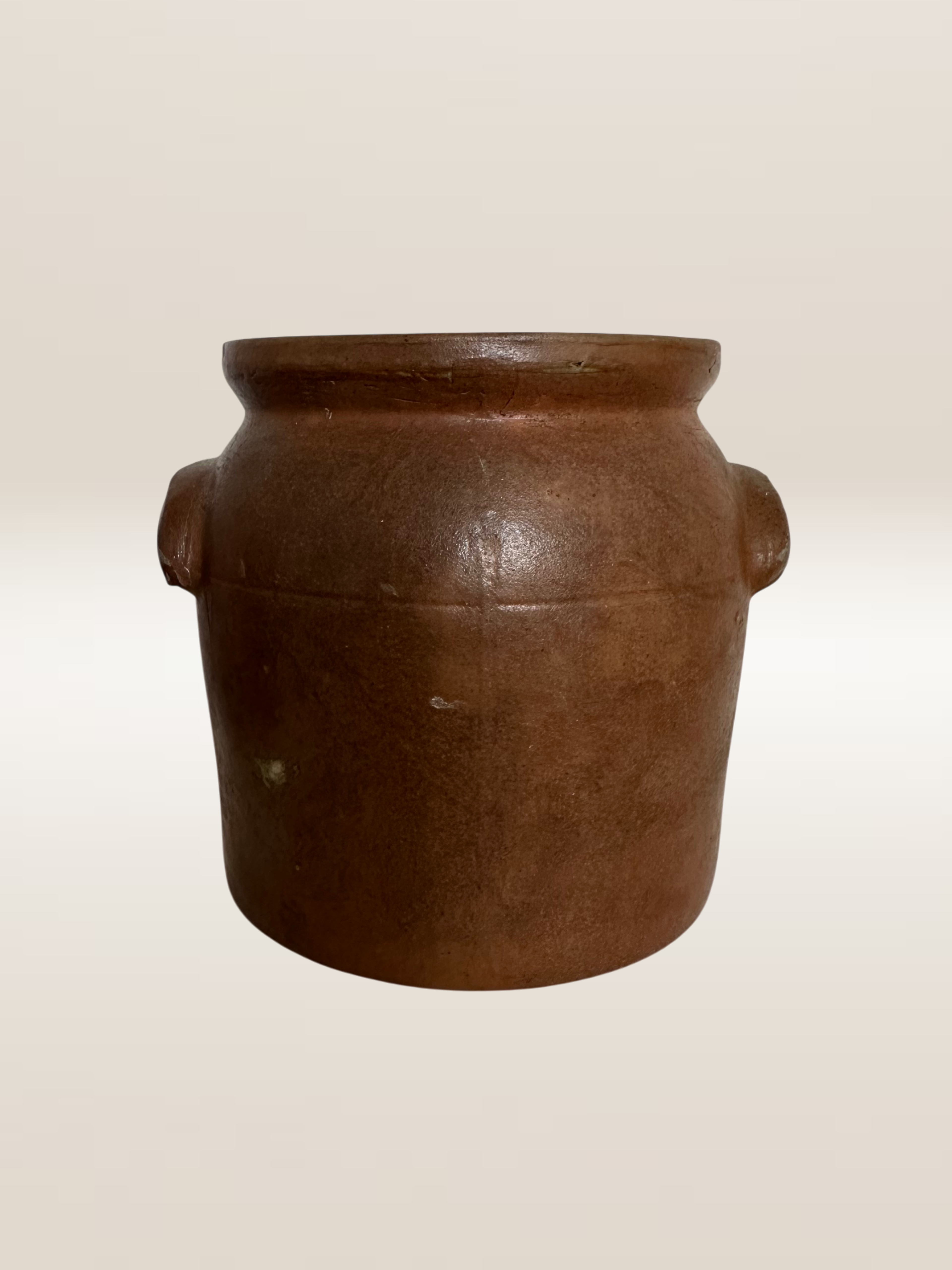 Ancien pot en grès vernissé brun