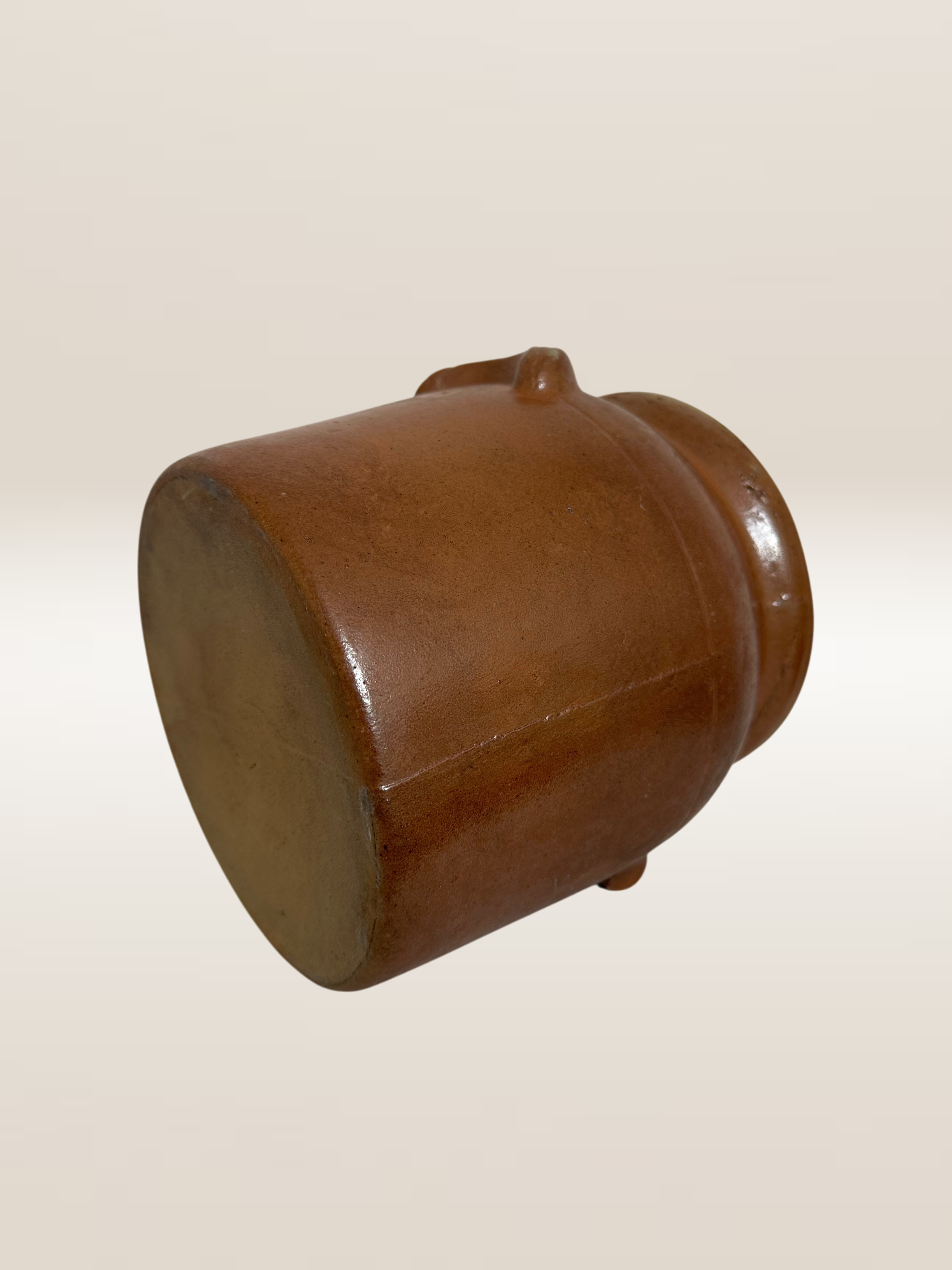 Ancien pot en grès vernissé brun